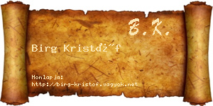 Birg Kristóf névjegykártya
